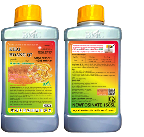 Newfosinate 150SL 800ml, xanh rêu, hiệu Khai hoang Q7